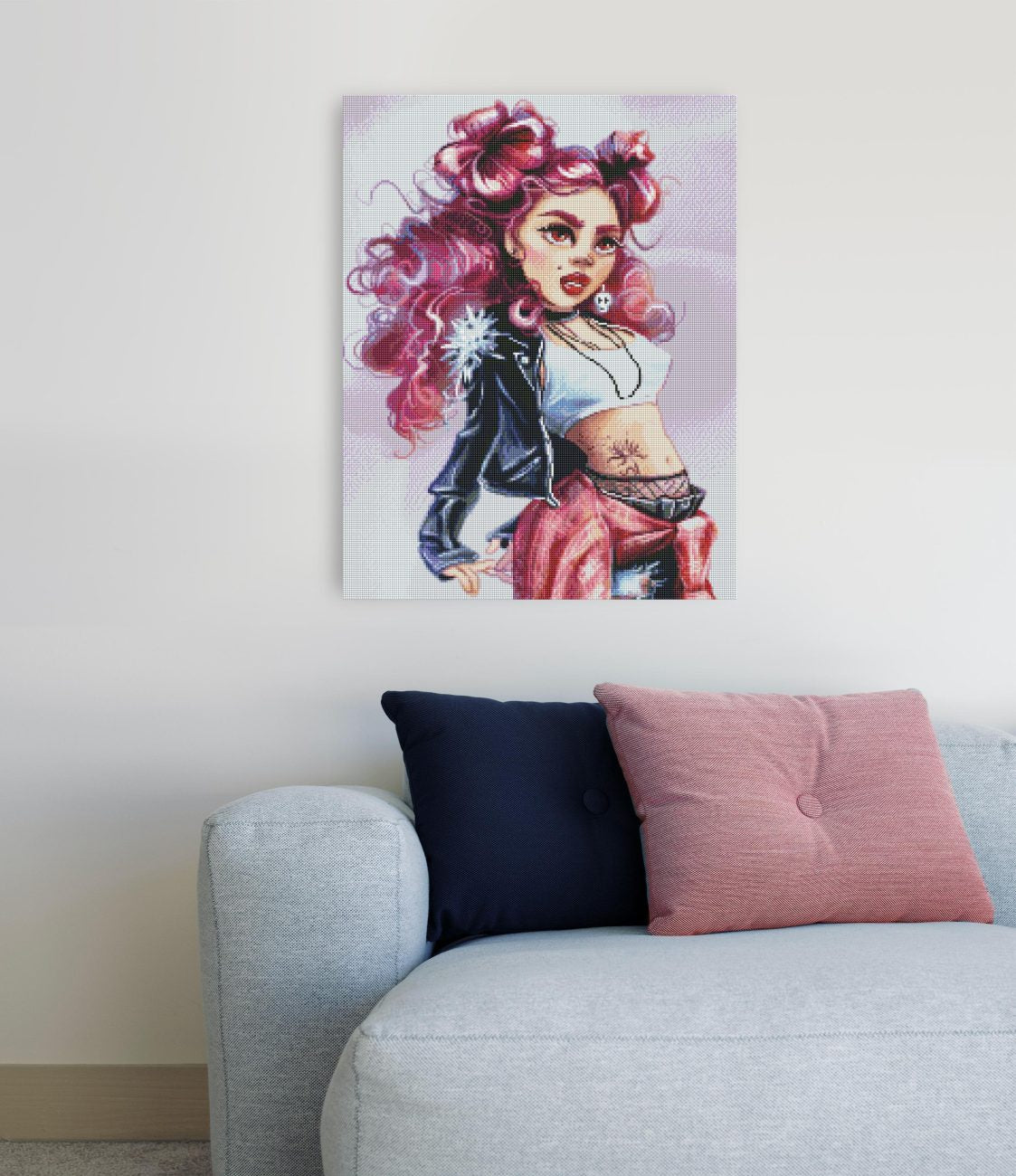 Ausdrucksstarkes Diamond Painting mit Punk-Girl und markantem Look als moderne Wanddekoration