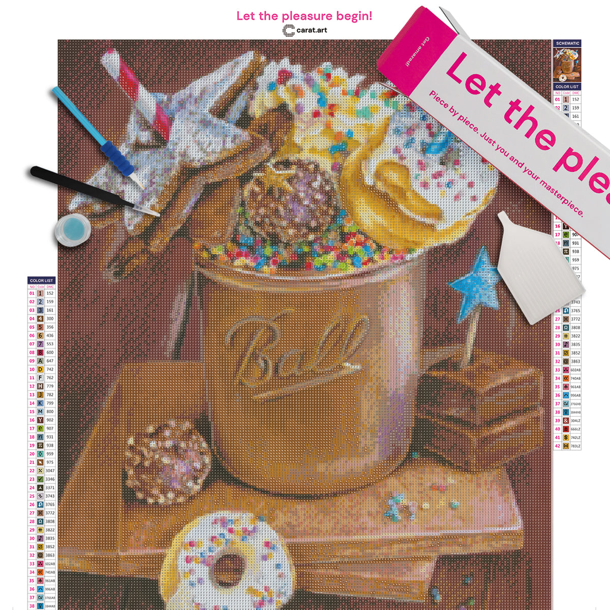 Diamond Painting Komplettset mit heißer Schokolade und winterlichen Süßigkeiten inklusive Leinwand, ciratart.com Karton und hochwertigem Zubehör