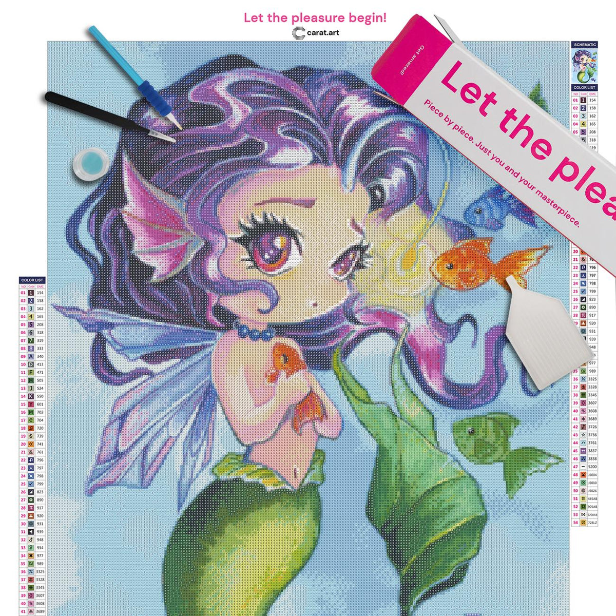 Premium Diamond Painting Set mit kleiner Tiefsee Meerjungfrau und magischer Laterne inklusive Leinwand, ciratart.com Karton und hochwertigem Zubehör