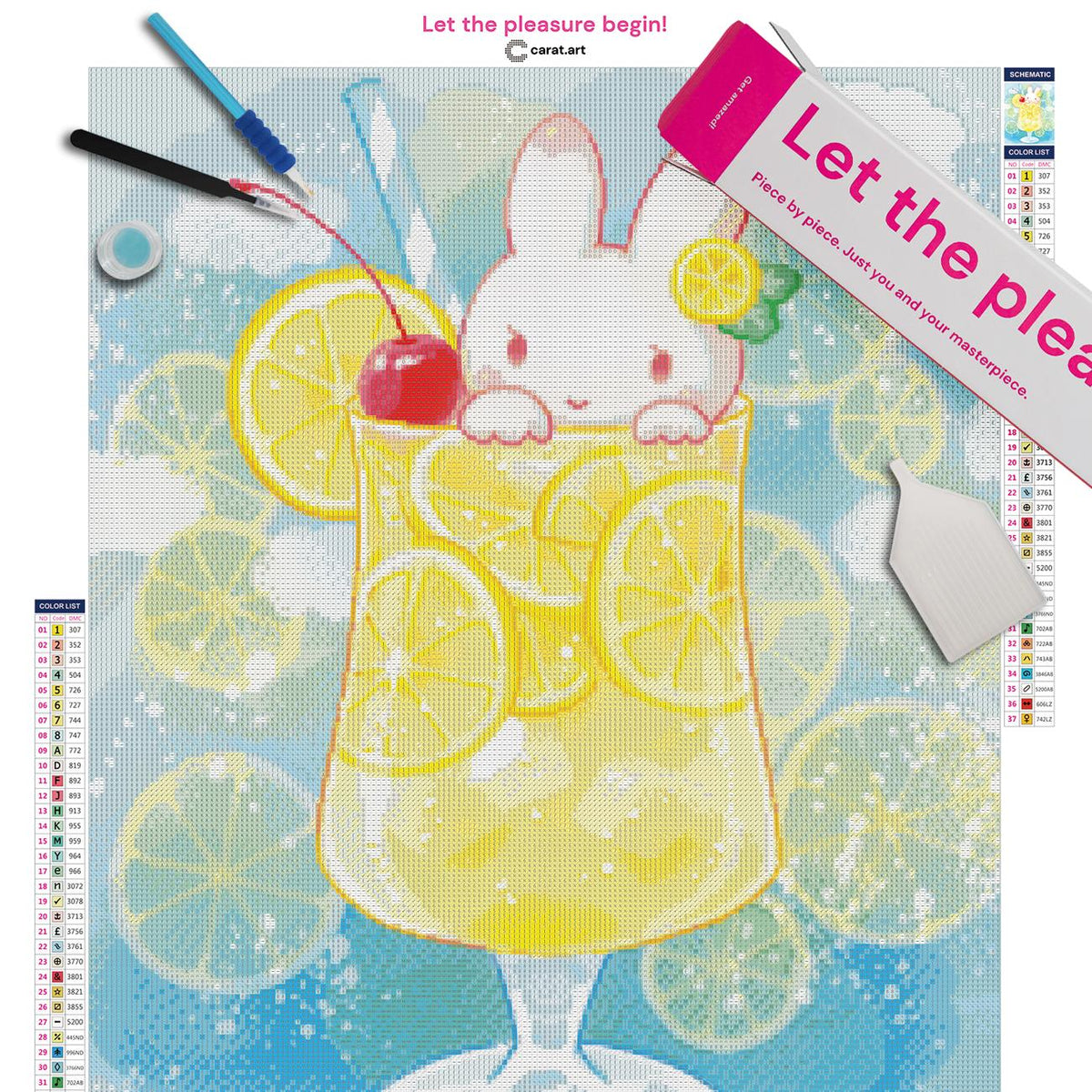 Diamond Painting Set von Hiroko mit süßem Sommermotiv inklusive Leinwand, ciratart.com Karton und hochwertigem Zubehör