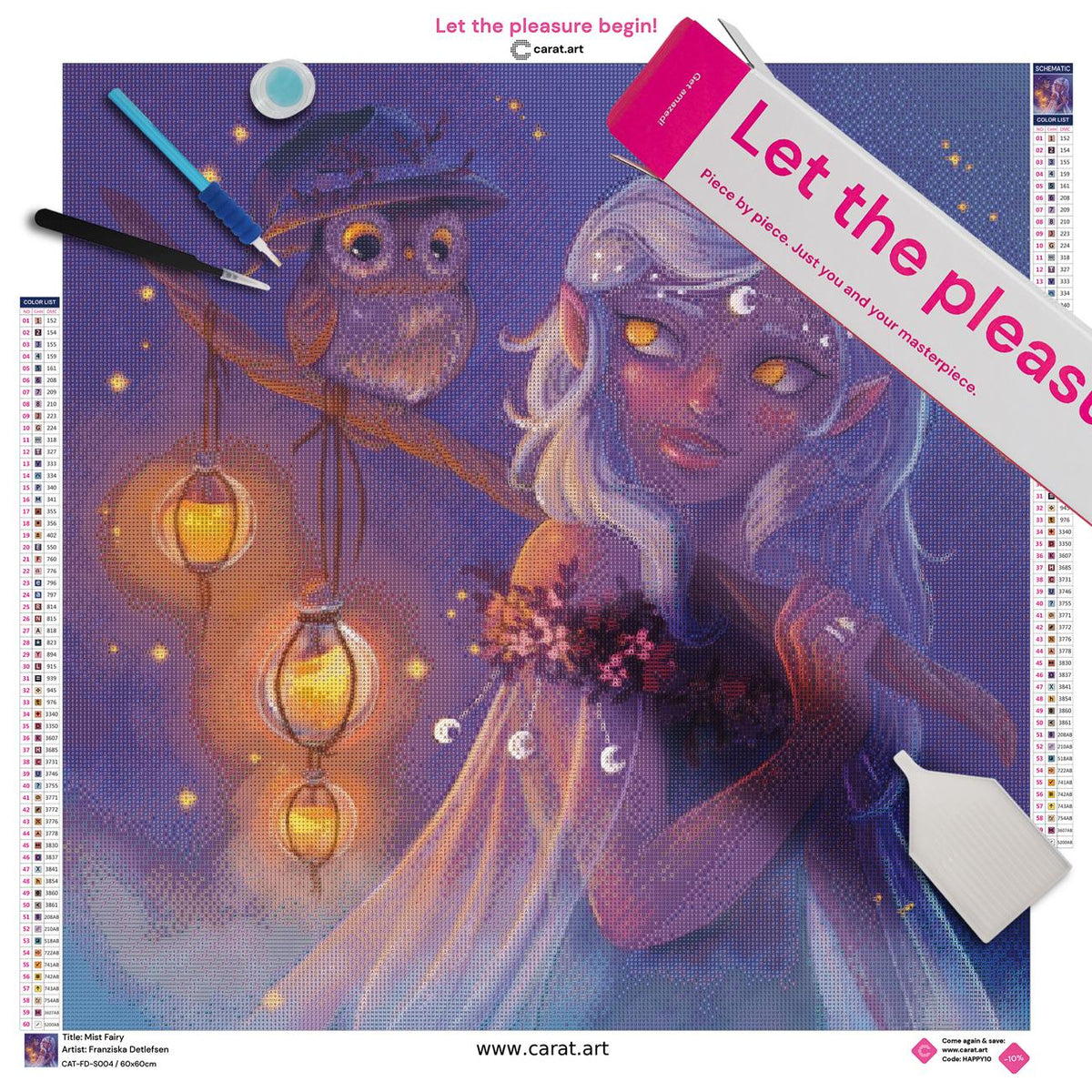 Diamond Painting Set mit Fantasy Fee Motiv inklusive Leinwand, ciratart.com Karton und hochwertigem Zubehör