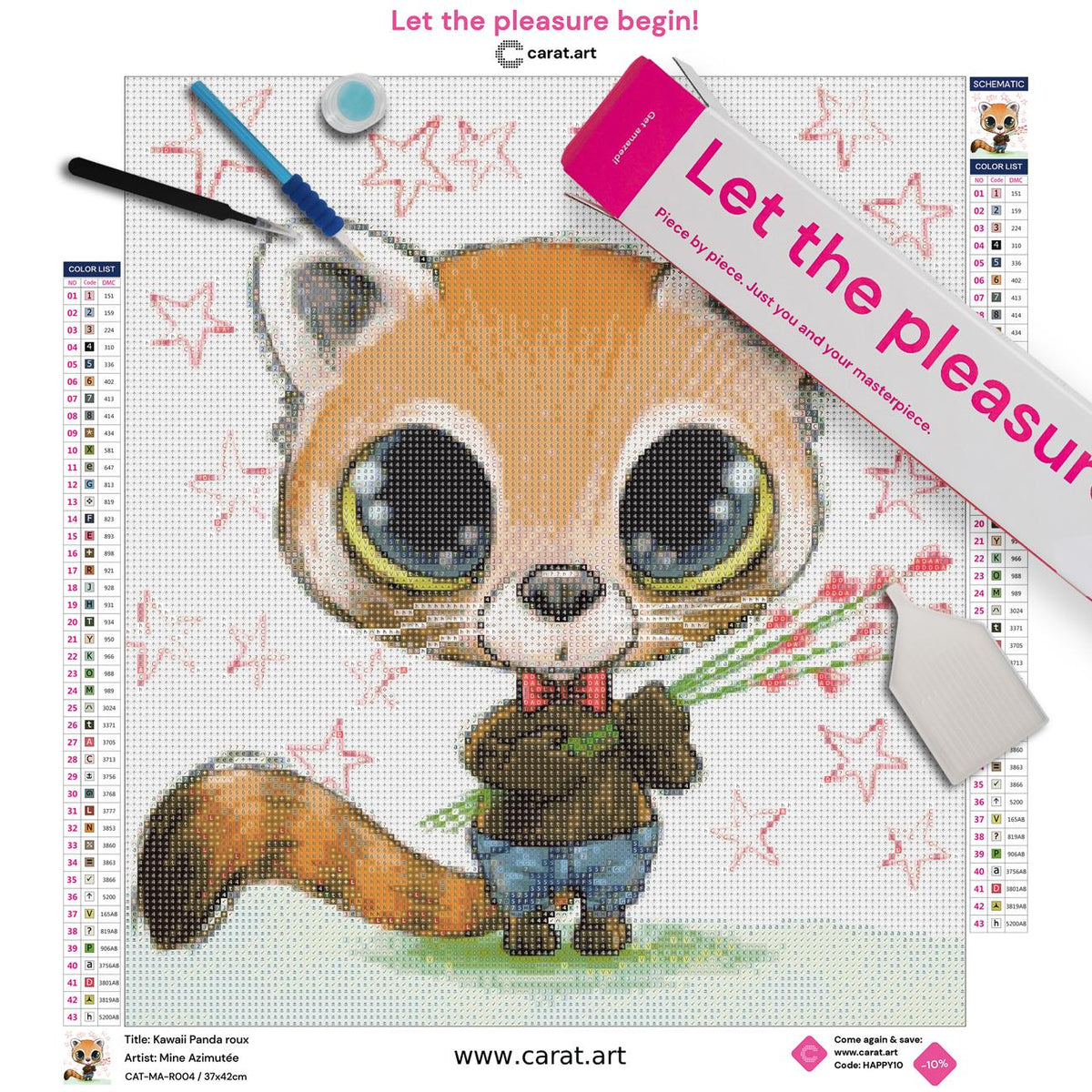 Diamond Painting Set mit Kawaii Panda und Sternenmotiv inklusive Leinwand, ciratart.com Karton und hochwertigem Zubehör