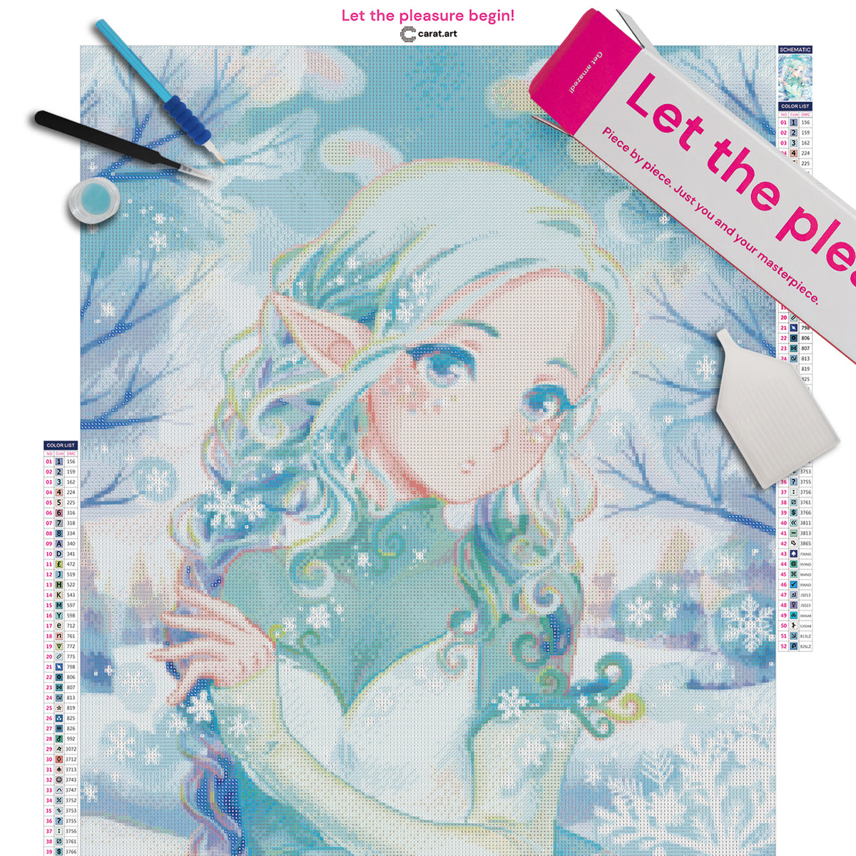 Diamond Painting Set von Hiroko mit Winterfee Motiv inklusive Leinwand, ciratart.com Karton und hochwertigem Zubehör