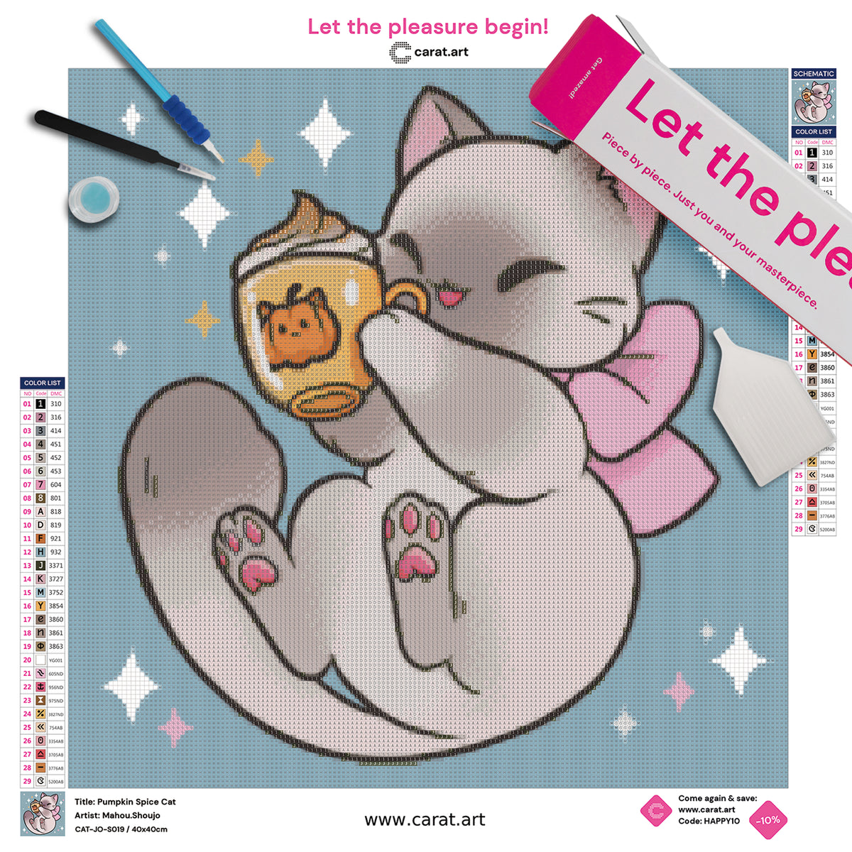 Komplettset für dein herbstliches Diamond Painting Katzenmotiv mit Premium Leinwand und Zubehör