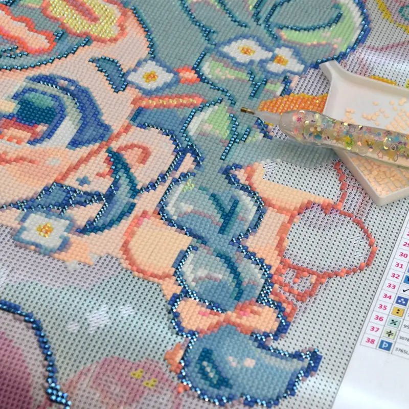 ciratart.com Diamond Painting Leinwand, teilweise mit Steinchen und mit Diamond Painting Stift und Schiffchen