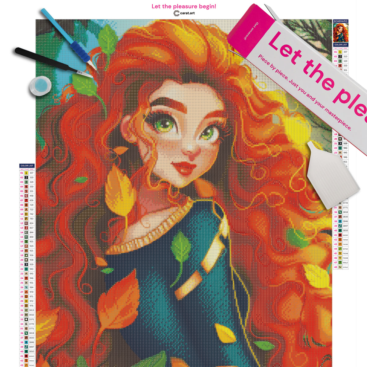Diamond Painting Set mit herbstlichem Portraitmotiv, Premium Leinwand und Zubehör