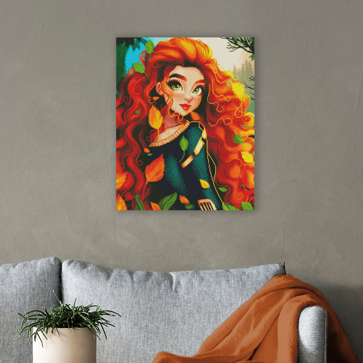 Diamond Painting Portrait als dekoratives Kunstwerk im Interior