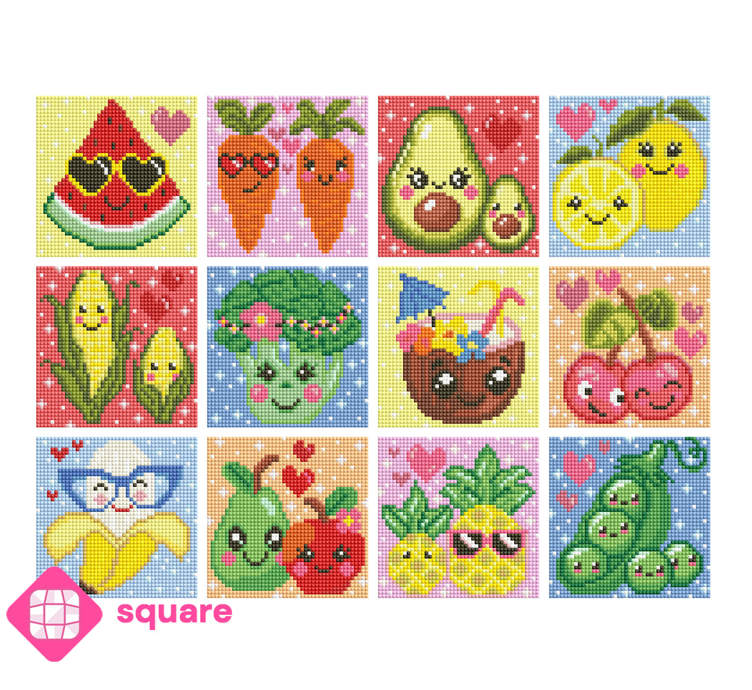 Diamond Painting - ciratart.com Design - Mini Set Happy Veggies & Fruits
