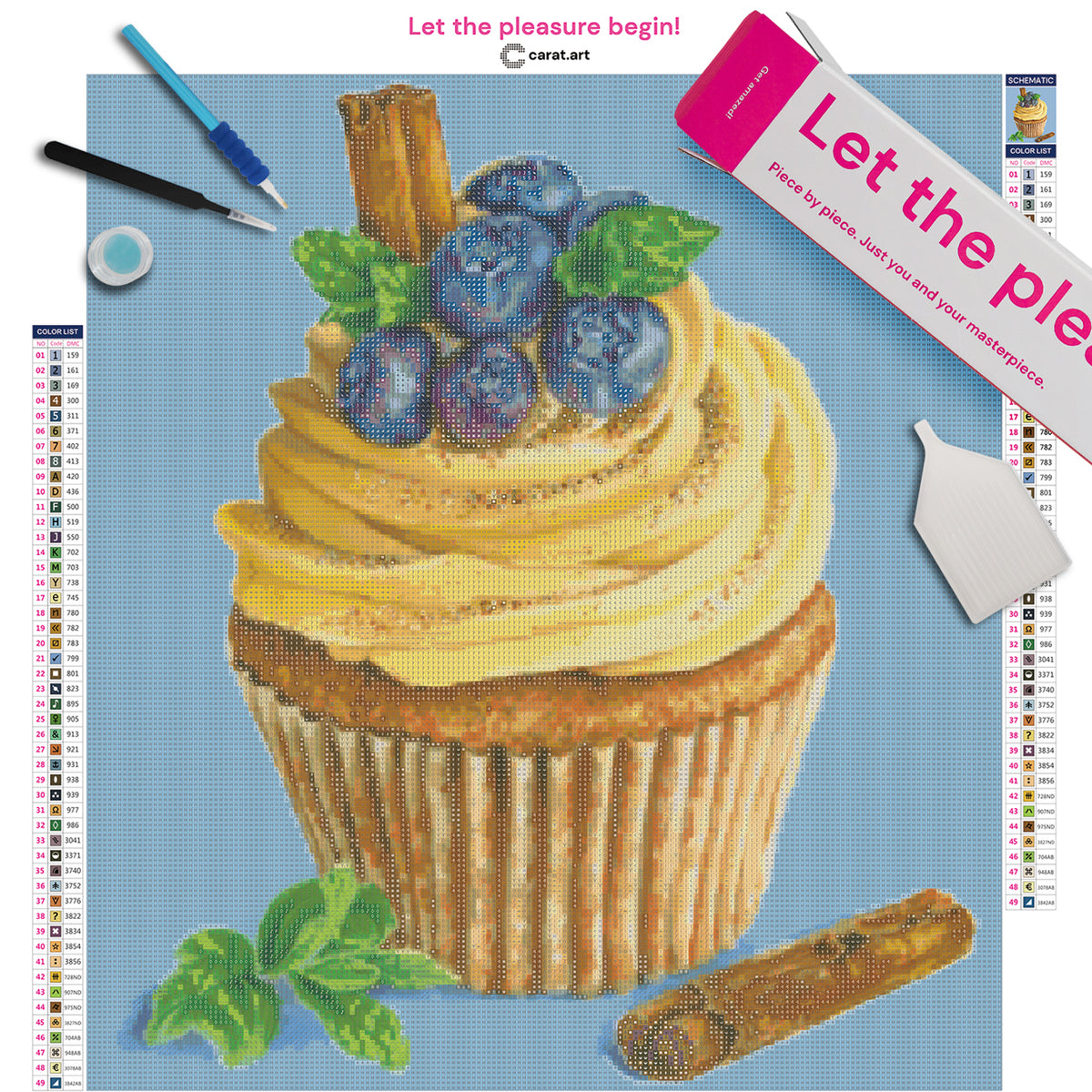 Diamond Painting Set mit Cupcake Motiv inklusive Leinwand und Diamond Painting Zubehör