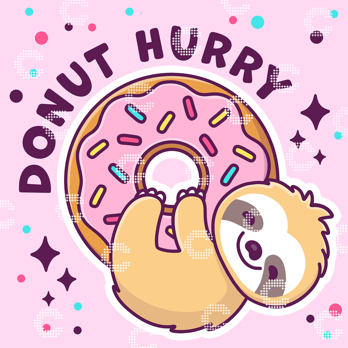 Diamond Painting Original-Bild Faultier mit Donut und süßem Kawaii Motiv