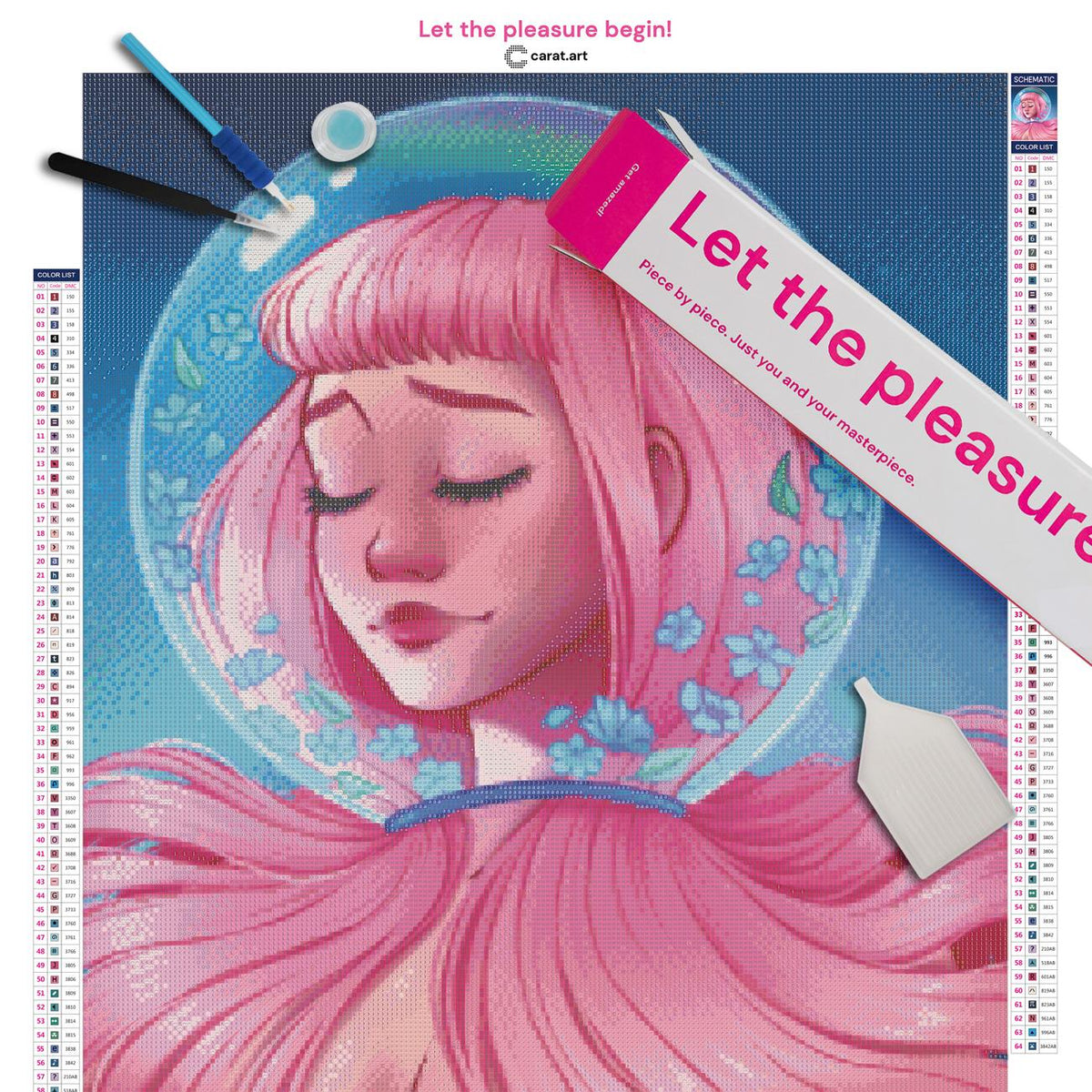 Diamond Painting Set mit verträumtem Fantasy Portrait inklusive Leinwand, ciratart.com Karton und hochwertigem Zubehör