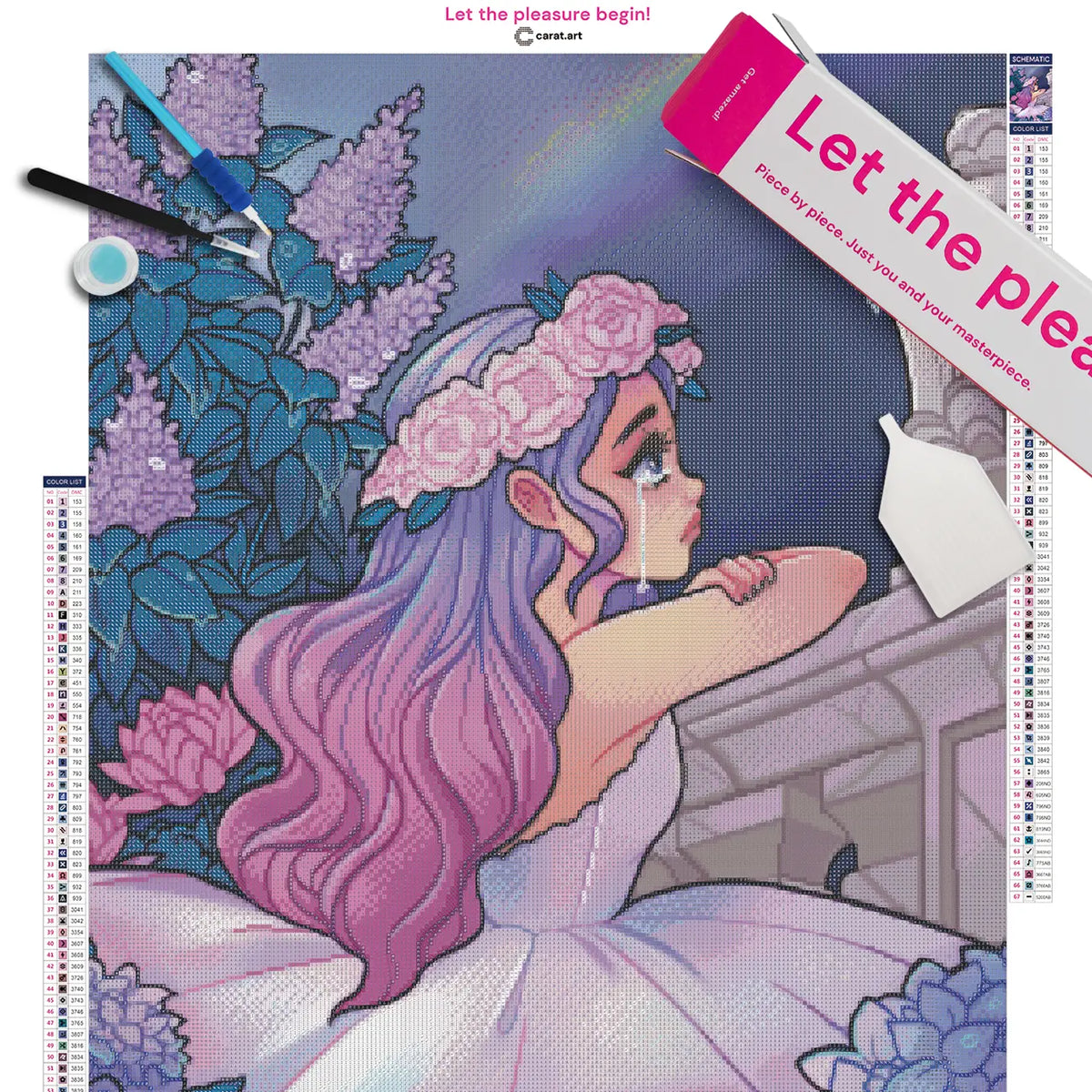 Diamond Painting Set mit verträumtem Garten Motiv auf Leinwand, mit ciratart.com Karton und hochwertigem Zubehör