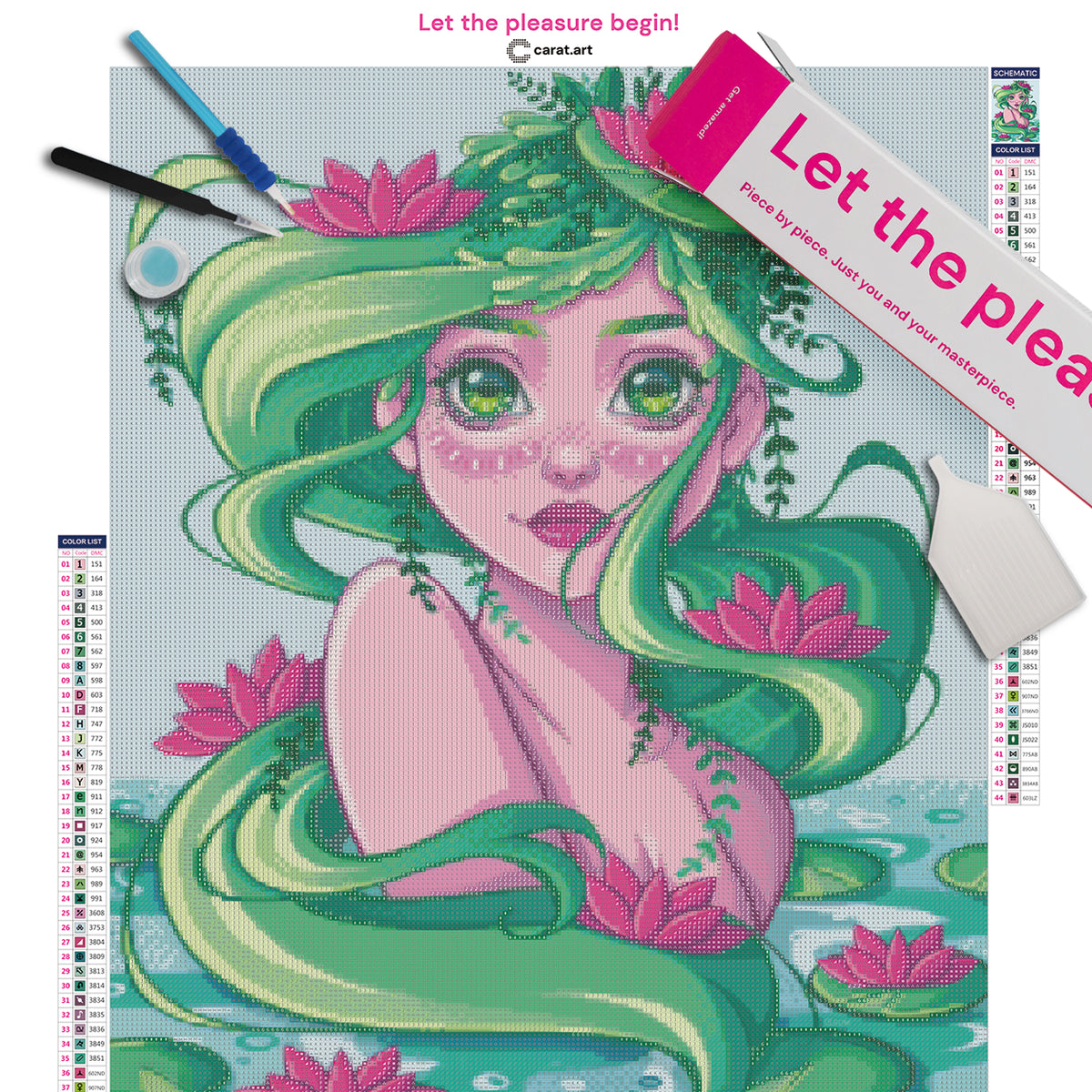 Diamond Painting mit Meerjungfrau Motiv als Premium Set inklusive Leinwand und Zubehör