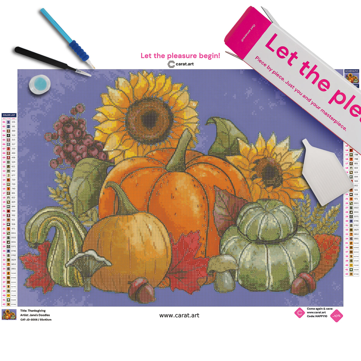 Komplettset für dein Diamond Painting Thanksgiving Motiv mit Leinwand und Zubehör