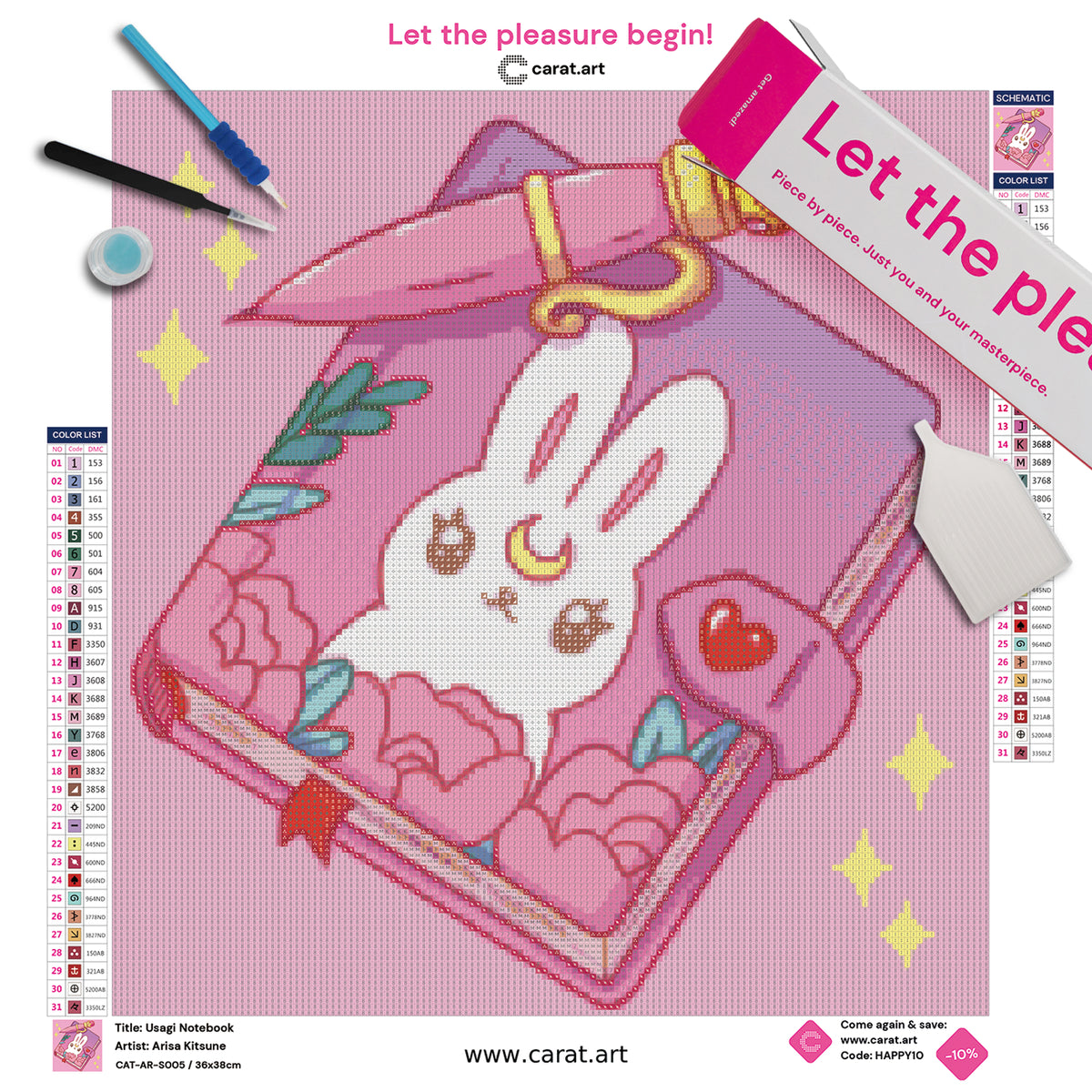 Diamond Painting Set mit Notizbuch und Stift Motiv  im Anime Stil als Premium Set mit Leinwand und hochwertigem Zubehör