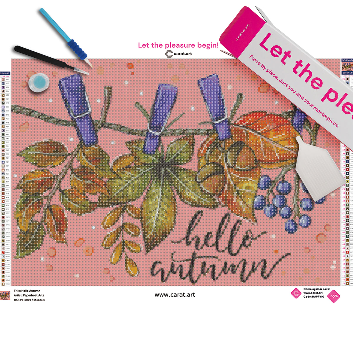 Diamond Painting Set mit Herbst Motiv inklusive Leinwand und Diamond Painting Werkzeug