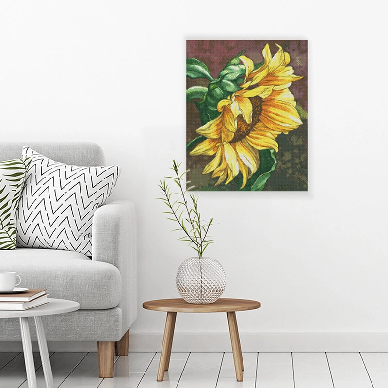 Diamond Painting mit großer Sonnenblume als Wanddeko für Blumenfans