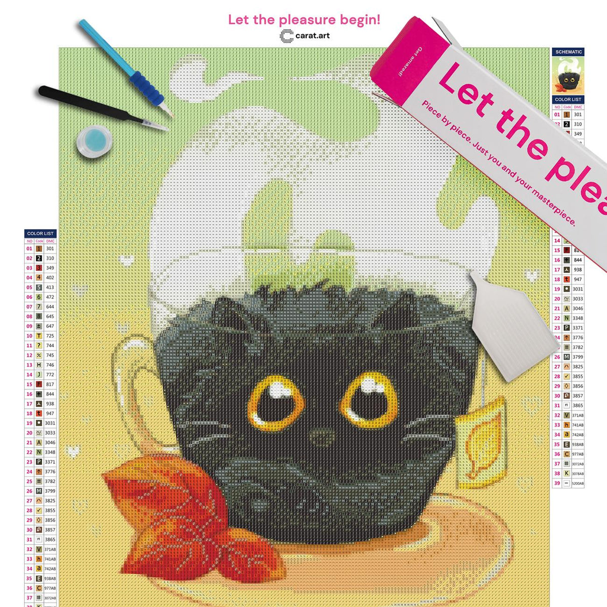 Diamond Painting Set mit Katzenmotiv inklusive Premium Leinwand und Diamond Painting Werkzeug