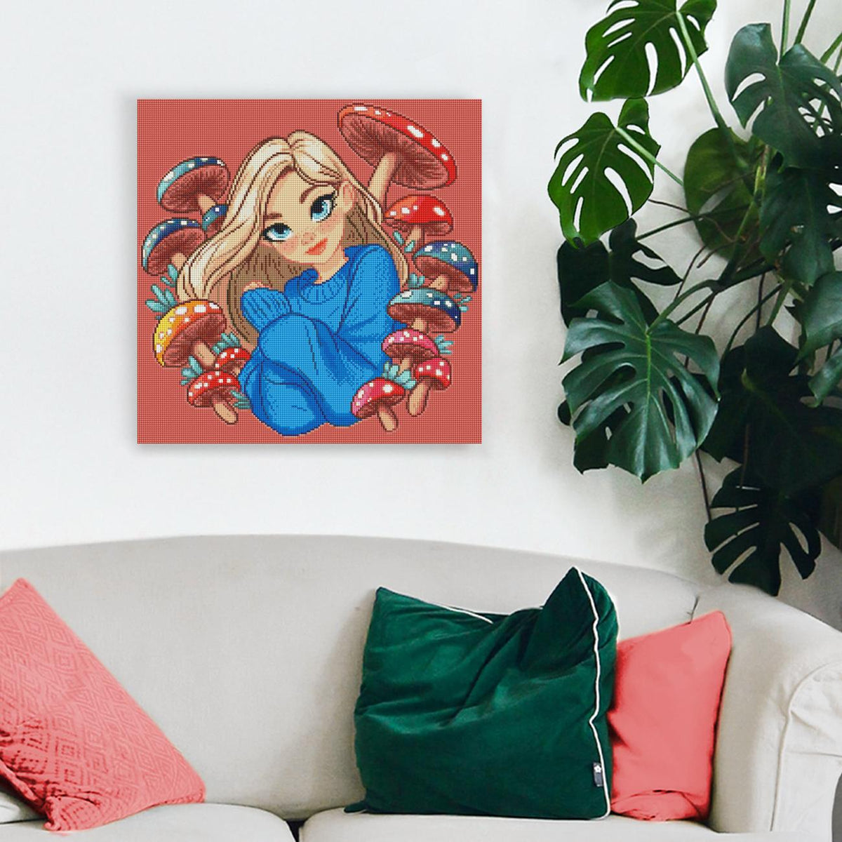 Diamond Painting Mushroom Girl als dekoratives Fantasy Wandbild